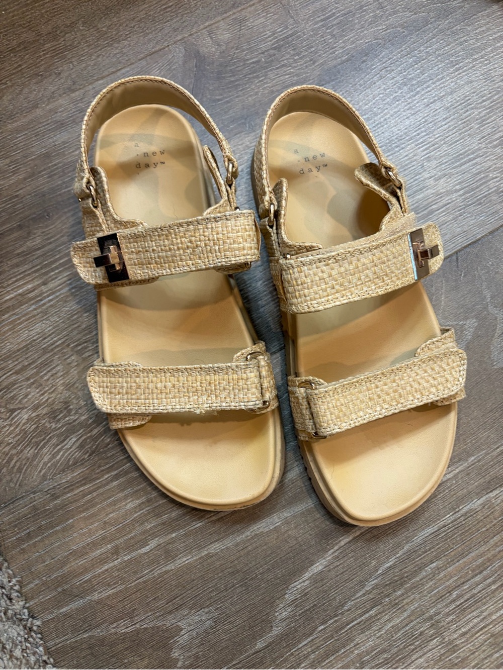 Target Tan Woven Double-Strap Sandals